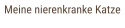 Meine nierenkranke Katze